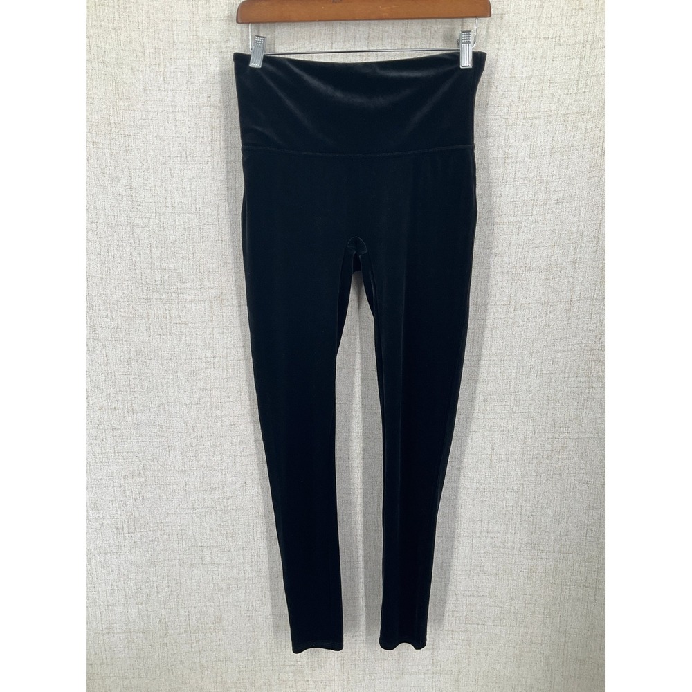 Spanx Velvet Leggings Women Large Black Shaping High Waist Luxury Slim